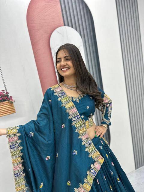 Tapi-308 Vichitra Blue Designer lehengha choli